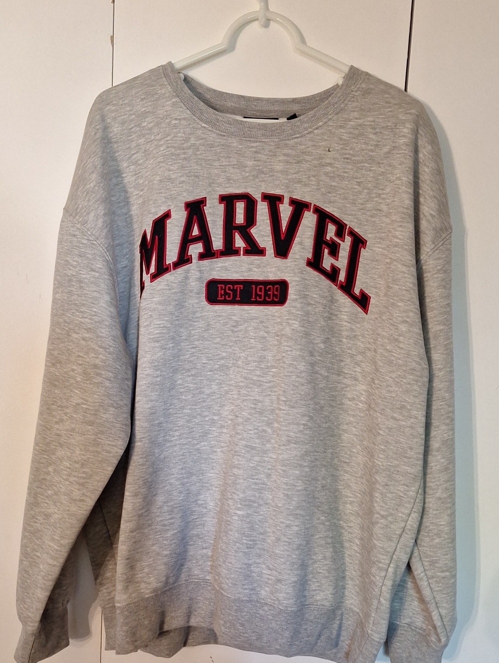 Marvel Light Gray Crewneck with Red and Black Logo